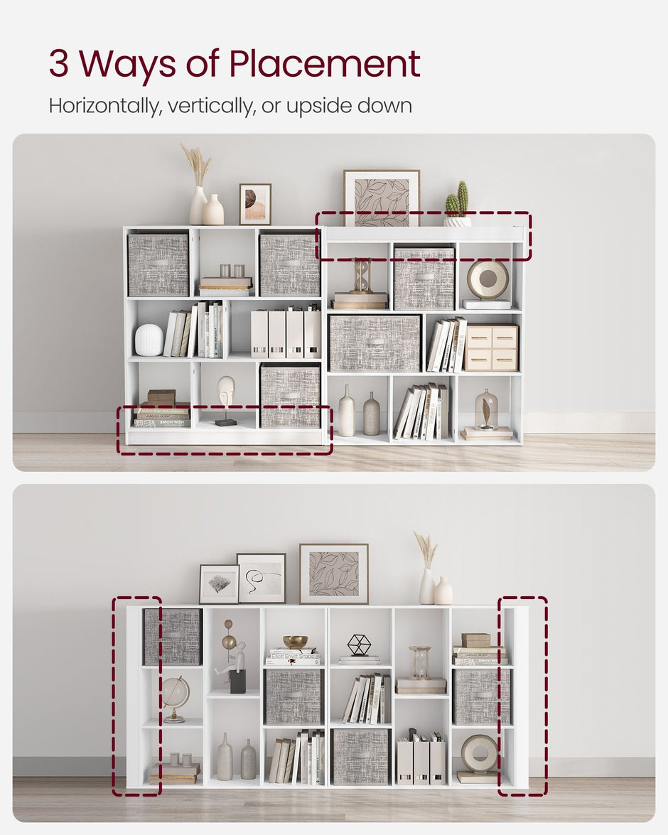 Free Standing Bookcase – Wood – Oak – Open Cubes and Shelves
