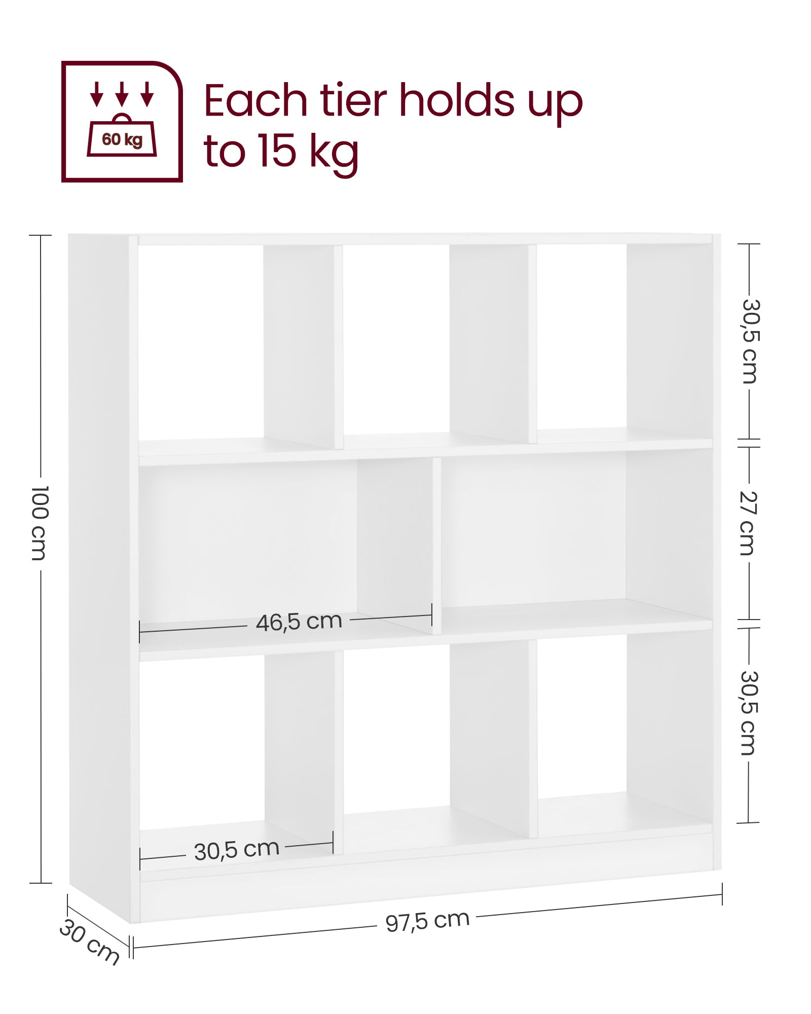Free Standing Bookcase – Wood – Oak – Open Cubes and Shelves