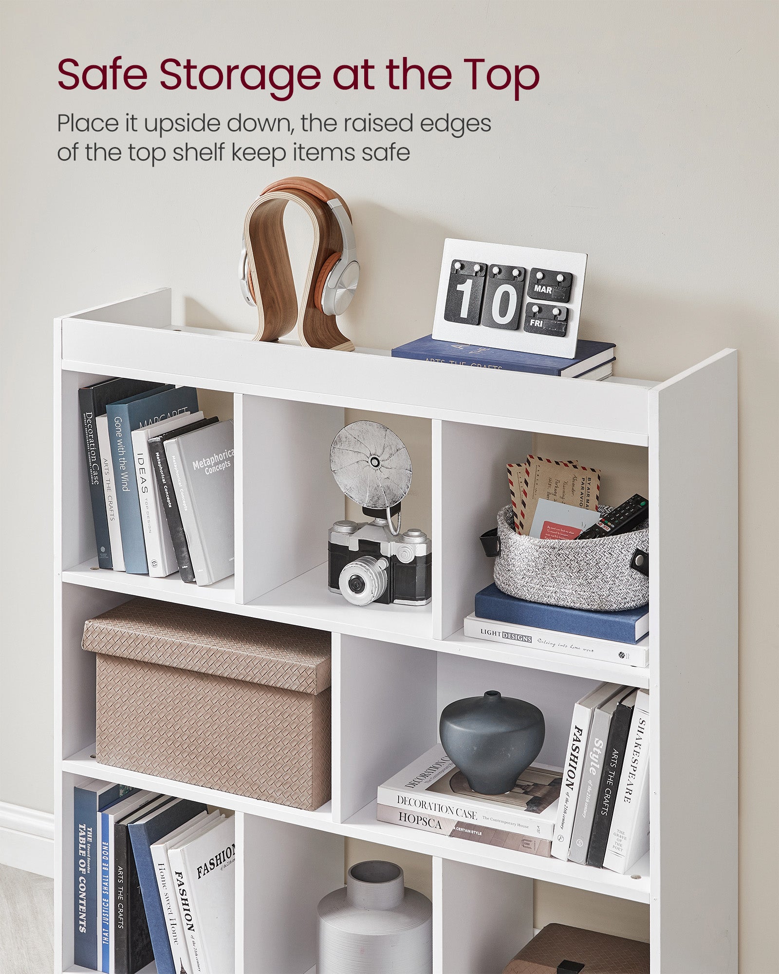 Free Standing Bookcase – Wood – Oak – Open Cubes and Shelves