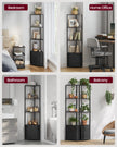 Corner Shelf – Wood – Rustic Brown and Ink Black – 5-Tier Storage Unit
