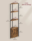 5-Tier Corner Shelf – Wood – Rustic Brown and Ink Black – Versatile Storage Solution