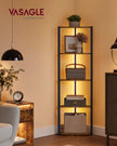 5-Tier Corner Shelf – Steel Frame – Rustic Brown – Adjustable LED Lights