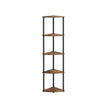 5-Tier Corner Shelf – Wood – Rustic Brown – Toolless Assembly