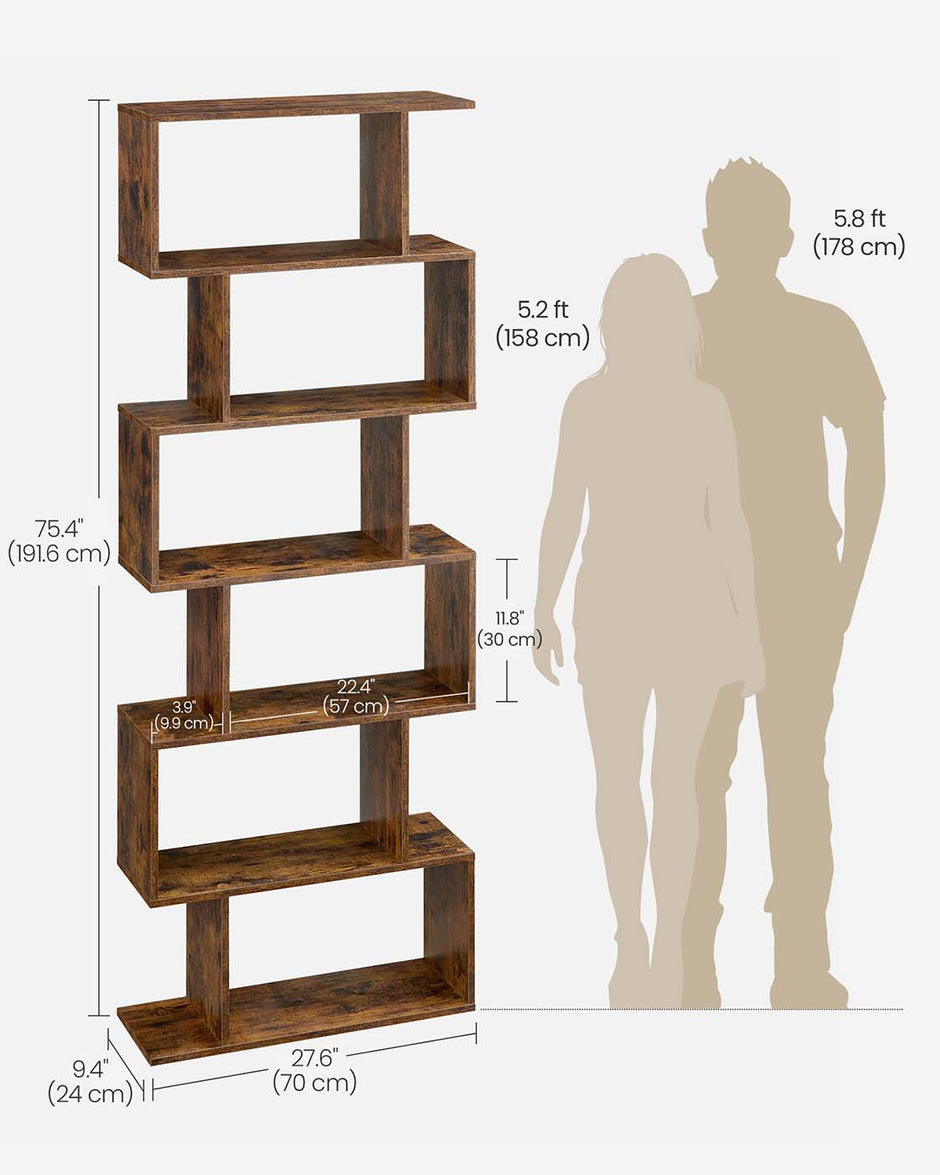 Freestanding Bookcase – Wood – White – 6-Tier Cube Display Shelf and Room Divider