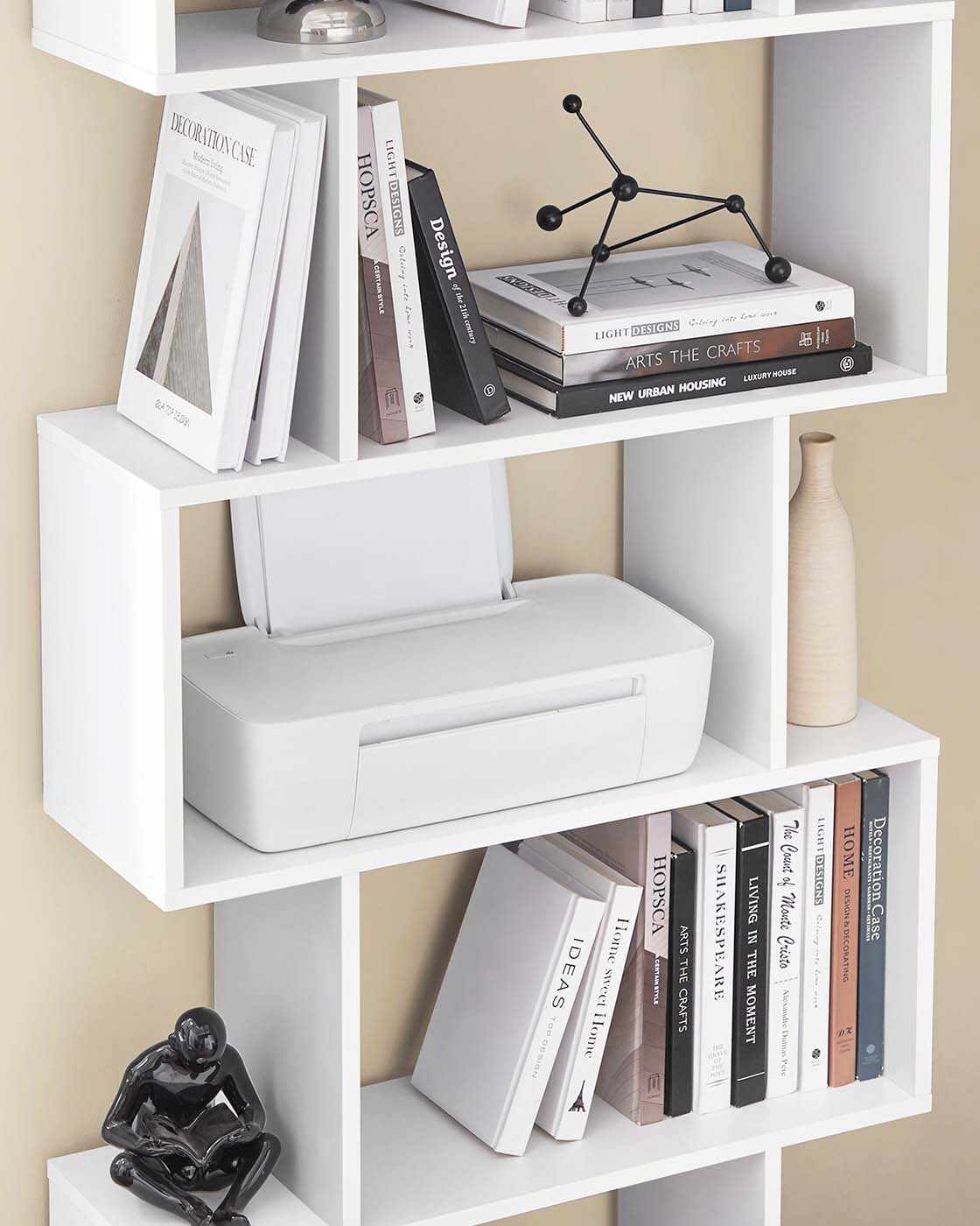 Wooden Cube Display Shelf – Wood – White – 6-Tier Freestanding Shelving Unit and Room Divider