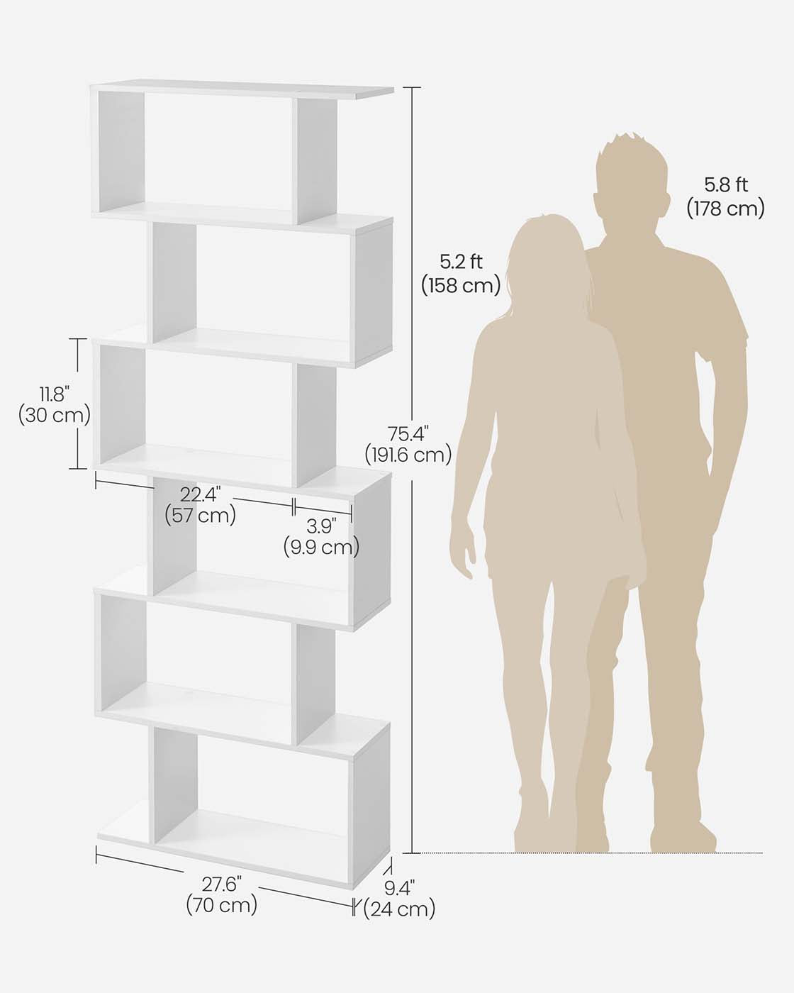 Wooden Cube Display Shelf – Wood – White – 6-Tier Freestanding Shelving Unit and Room Divider