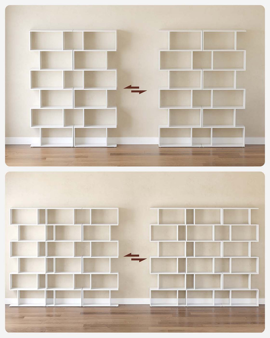 Wooden Cube Display Shelf – Wood – White – 6-Tier Freestanding Shelving Unit and Room Divider