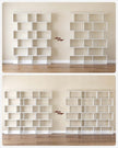 Wooden Cube Display Shelf – Wood – White – 6-Tier Freestanding Shelving Unit and Room Divider