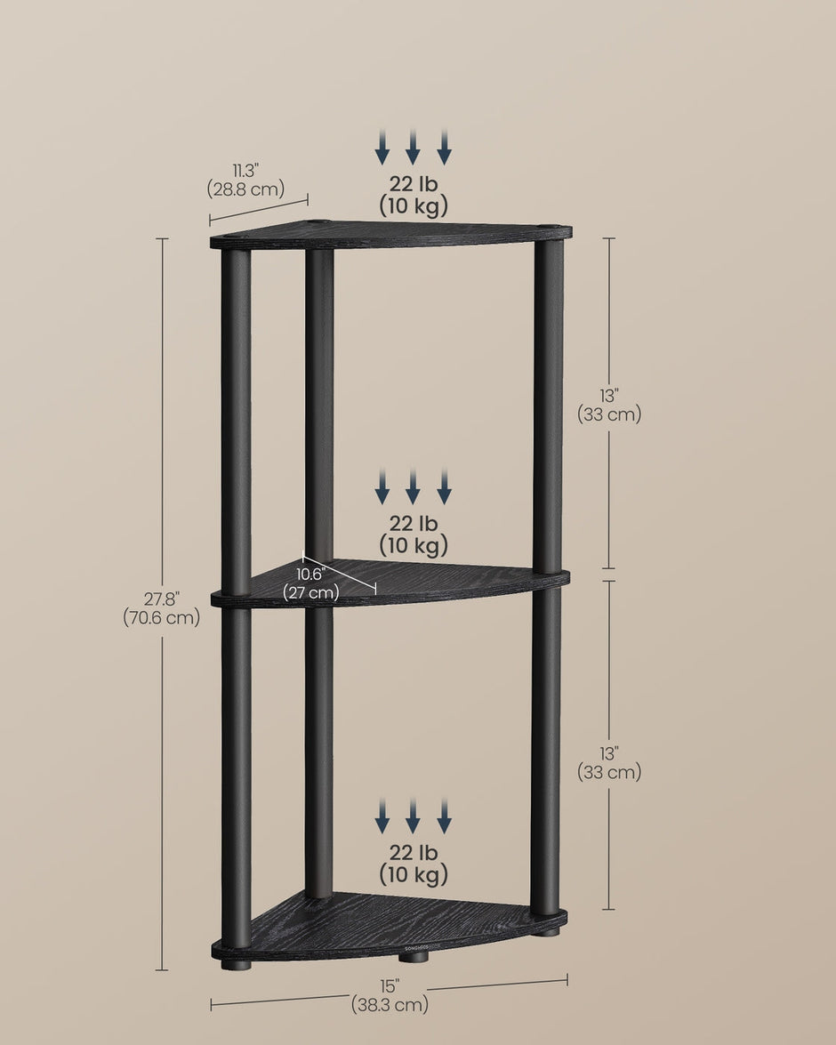 Corner Shelving Unit – Engineered Wood – Rustic Brown – 5-Tier Design with Toolless Assembly