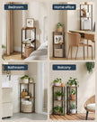 Corner Shelving Unit – Engineered Wood – Rustic Brown – 5-Tier Design with Toolless Assembly
