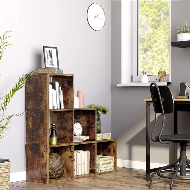 6-Cube Storage Unit – Wooden – White – Free Standing Room Divider Shelf