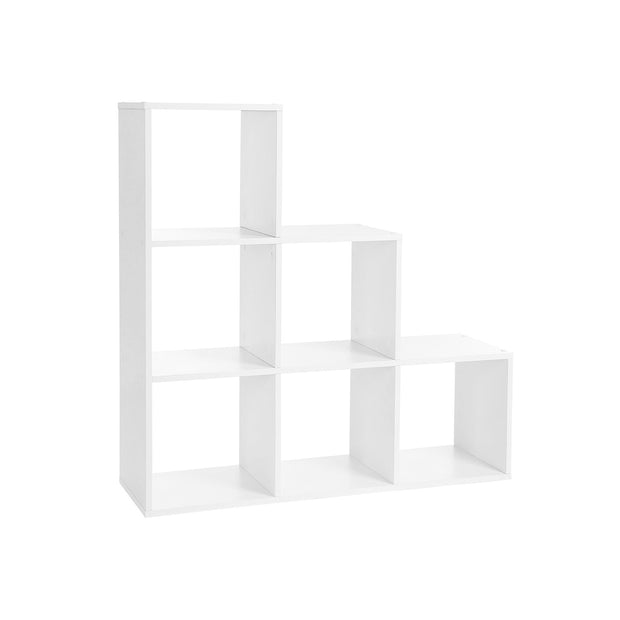 Staircase Shelf – Wood – White – 6-Cube Storage and Display Unit