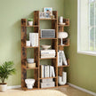 Tree-Shaped Bookcase – Engineered Wood – Rustic Brown – 13 Storage Shelves with Rounded Corners