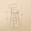 Set of 2 Bar Height Stools – Synthetic Leather – Ink Black – 360° Swivel with Back