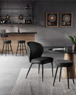 Bar Stools Set of 2 – Synthetic Leather – Ink Black – 360° Swivel, Mid-Century Modern Design, 76 cm Tall