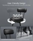 Bar Stools Set of 2 – Synthetic Leather – Ink Black – 360° Swivel, Mid-Century Modern Design, 76 cm Tall