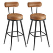 Bar Stools – Synthetic Leather – Caramel Brown – 360° Swivel, Set of 2