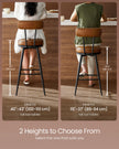Bar Stools – Synthetic Leather – Caramel Brown – 360° Swivel, Set of 2