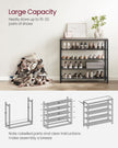 Shoe Rack – Steel – Greige and Black – 4 Mesh Shelves with Large Surface for Storage