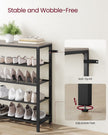 Shoe Rack – Steel – Greige and Black – 4 Mesh Shelves with Large Surface for Storage