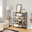 Shoe Organizer – Steel – Rustic Brown and Black – 5 Mesh Shelves with Large Surface