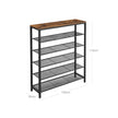 Shoe Organizer – Steel – Rustic Brown and Black – 5 Mesh Shelves with Large Surface