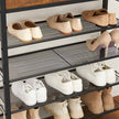 Shoe Rack – Wood – Rustic Brown and Black – 2 Drawers and 4 Shelves, Holds up to 14 Pairs