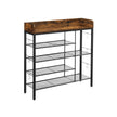 Shoe Storage Rack – Metal Frame – Rustic Brown and Black – Holds Up to 14 Pairs
