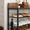 Shoe Storage Rack – Metal Frame – Rustic Brown and Black – Holds Up to 14 Pairs