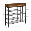 Shoe Storage Rack – Metal Frame – Rustic Brown and Black – Holds Up to 14 Pairs
