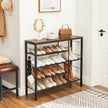 Shoe Rack – Wood – Rustic Brown and Black – Holds Up to 14 Pairs