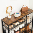 Shoe Rack – Wood – Rustic Brown and Black – Holds Up to 14 Pairs