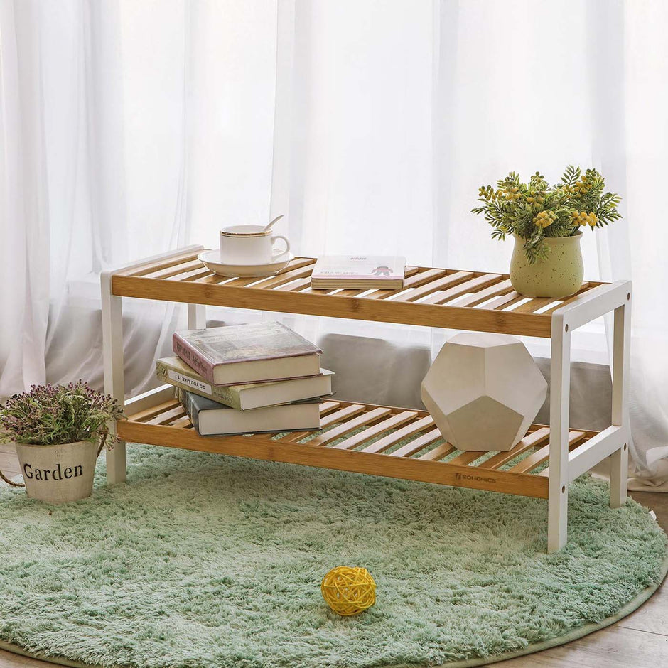 2-Tier Rack – Bamboo – Natural Finish – Versatile Storage Shelf