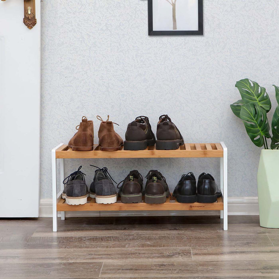 2-Tier Rack – Bamboo – Natural Finish – Versatile Storage Shelf