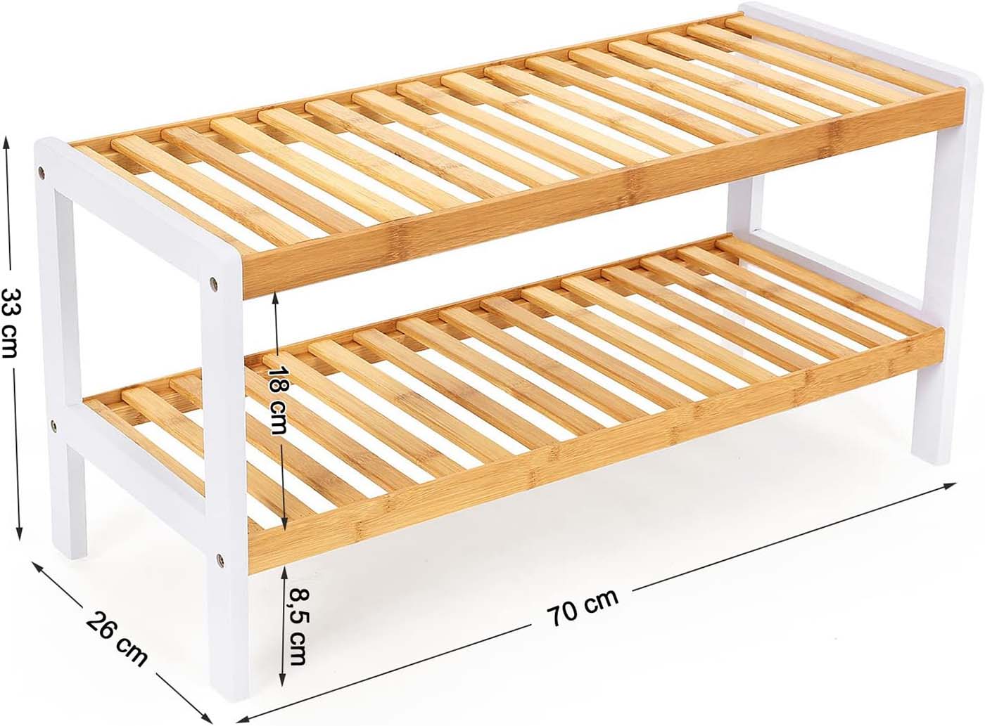 2-Tier Rack – Bamboo – Natural Finish – Versatile Storage Shelf