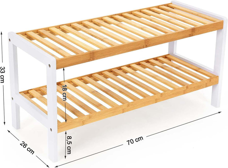2-Tier Rack – Bamboo – Natural Finish – Versatile Storage Shelf