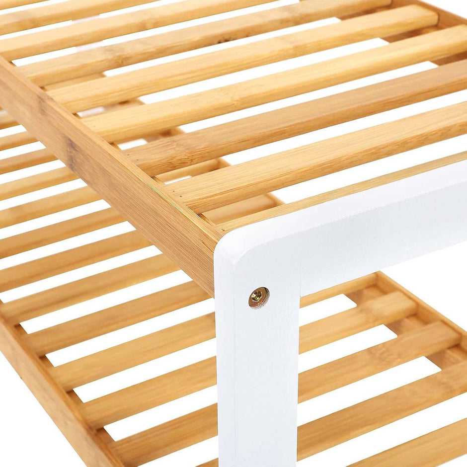 2-Tier Rack – Bamboo – Natural Finish – Versatile Storage Shelf