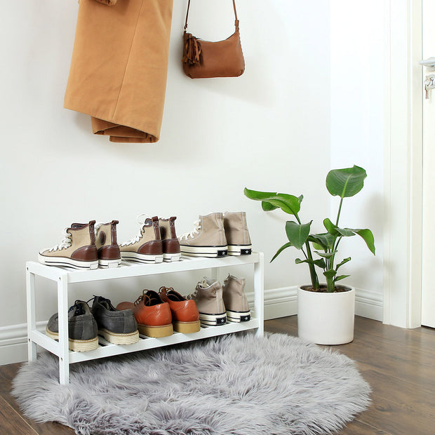 2-Tier Shoe Rack – Bamboo – Natural – Space-Saving Storage Solution