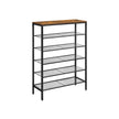 Shoe Rack – Steel – Rustic Brown and Black – 6-Tier Mesh Shelves for 15 Pairs