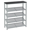5-Tier Steel Shoe Rack – Rustic Brown & Black – Space-Saving Design with Mesh Shelves and Wide Top Storage