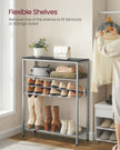 5-Tier Shoe Rack – Steel – Charcoal Grey and Metallic Silver – Space-Saving Design with Mesh Shelves and Wide Top Storage
