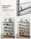 5-Tier Shoe Rack – Steel – Charcoal Grey and Metallic Silver – Space-Saving Design with Mesh Shelves and Wide Top Storage
