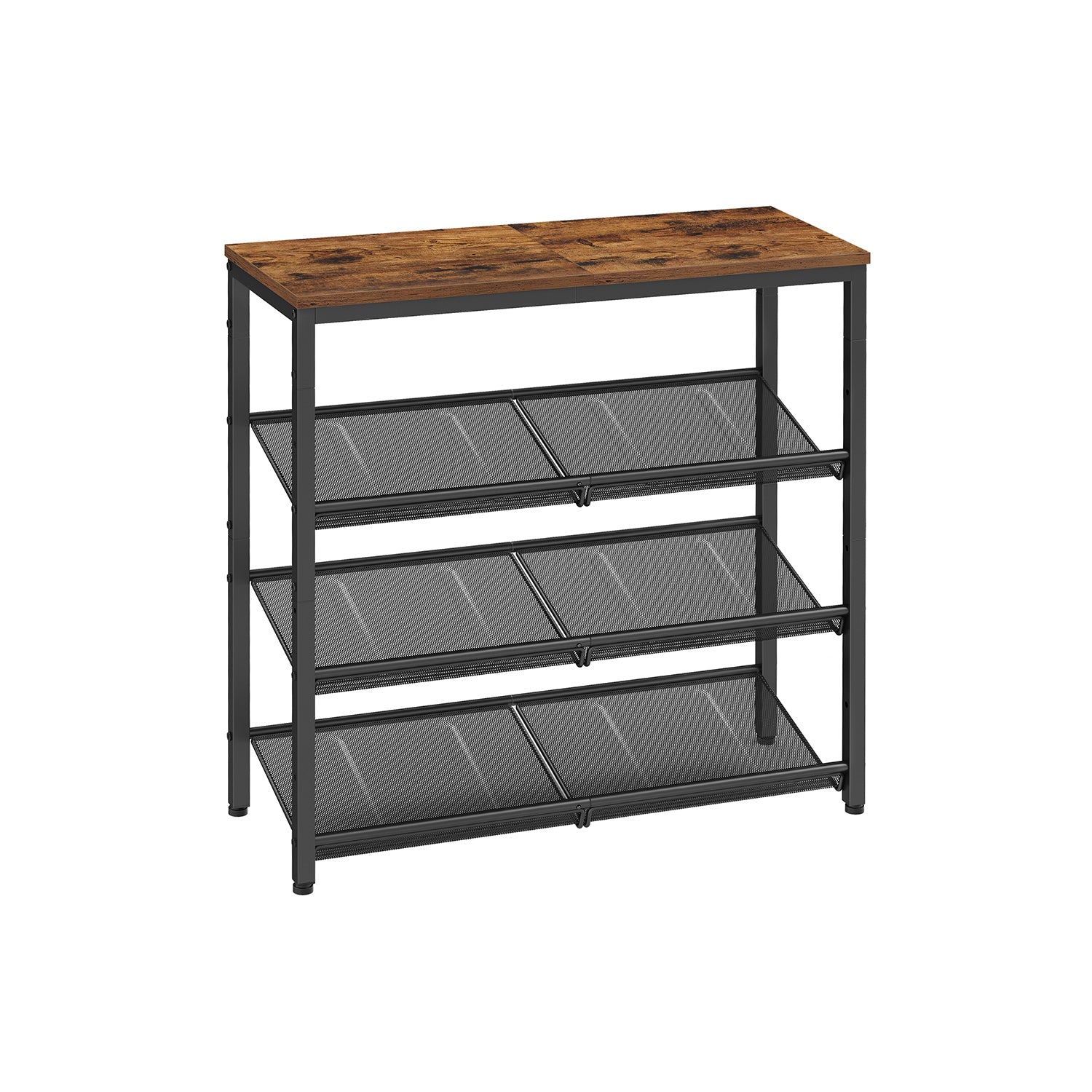 4-Tier Metal Shoe Rack – Steel – Expandable – Adjustable Mesh Shelves