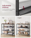 4-Tier Metal Shoe Rack – Steel – Expandable – Adjustable Mesh Shelves