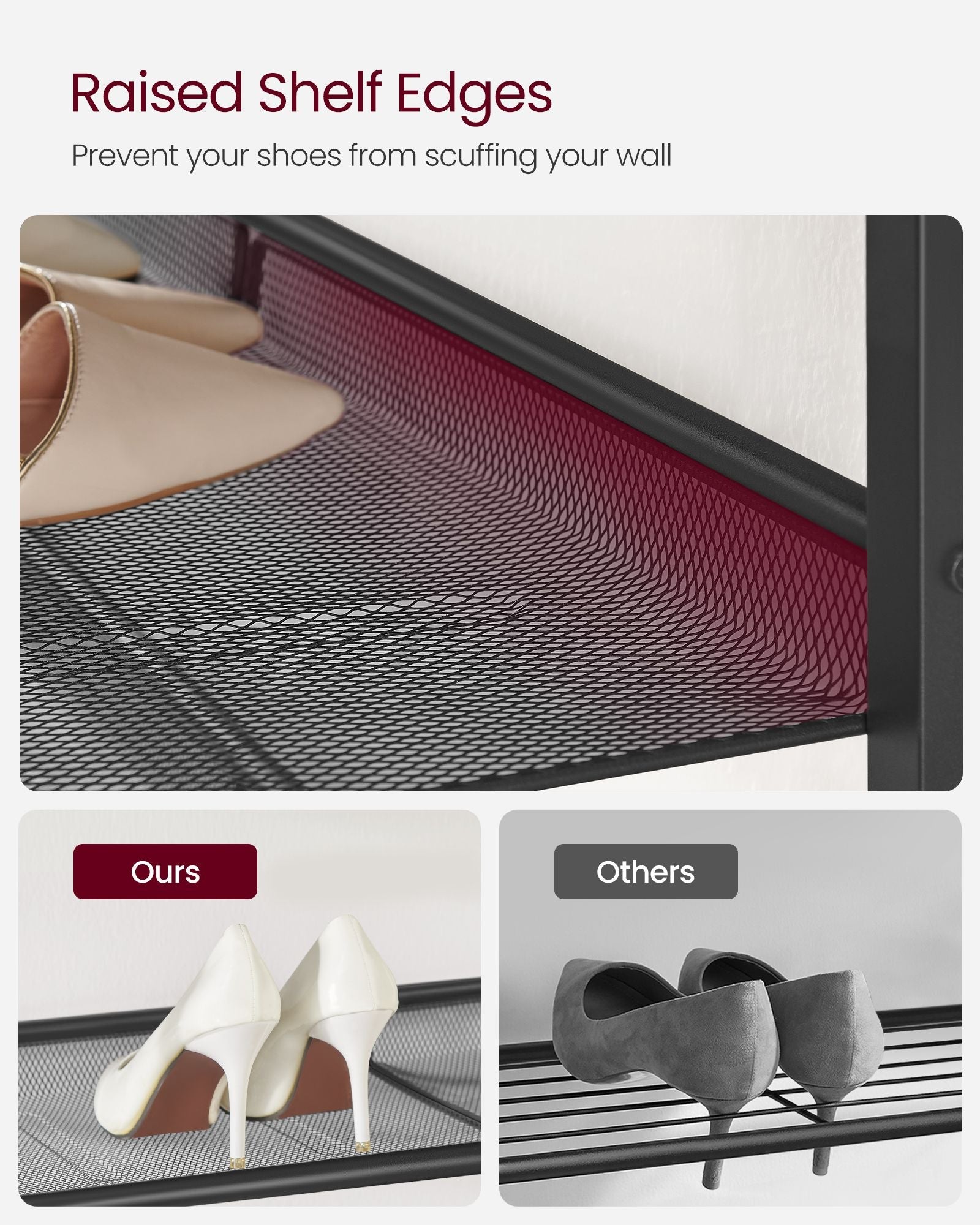 4-Tier Metal Shoe Rack – Steel – Expandable – Adjustable Mesh Shelves
