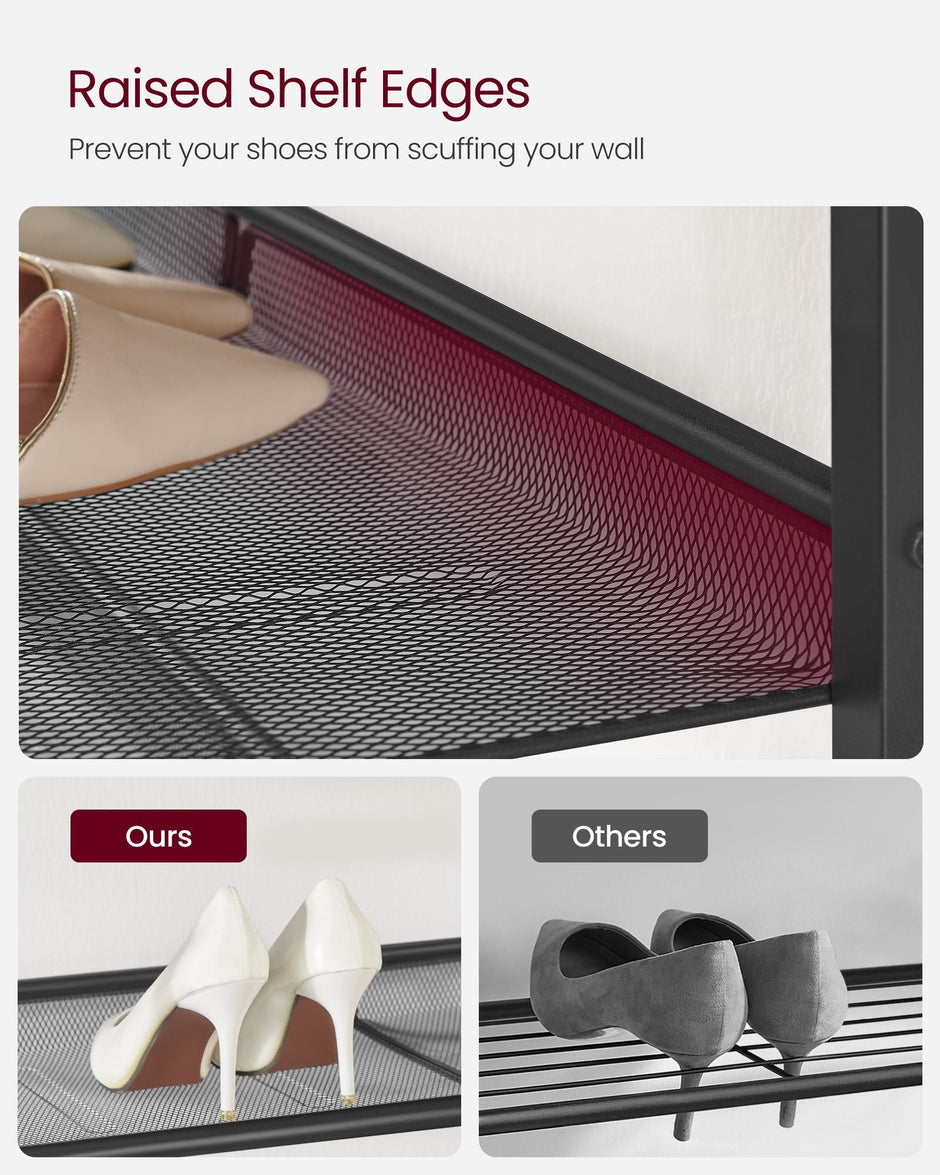 4-Tier Metal Shoe Rack – Steel – Expandable – Adjustable Mesh Shelves