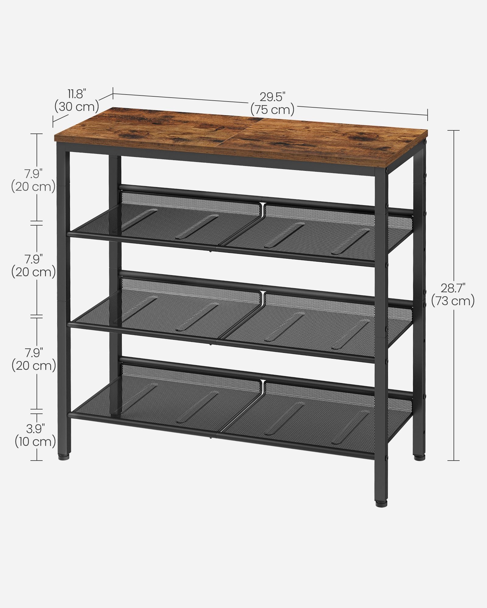 4-Tier Metal Shoe Rack – Steel – Expandable – Adjustable Mesh Shelves