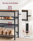4-Tier Metal Shoe Rack – Steel – Expandable – Adjustable Mesh Shelves