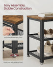 Shoe Bench – Wood and Metal – Rustic Brown – 3-Tier Storage with Seating