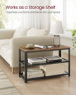 Shoe Bench – Wood and Metal – Rustic Brown – 3-Tier Storage with Seating